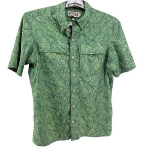Duluth Trading Co Untucked Mens Short Sleeve Shirt Green Leaf Print Sz M